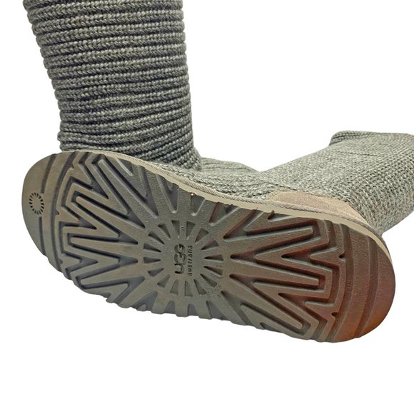 UGG Classic Knit Cardy 5819‎ Charcoal Grey Knit Tall Fold Over Boot - Picture 7 of 11
